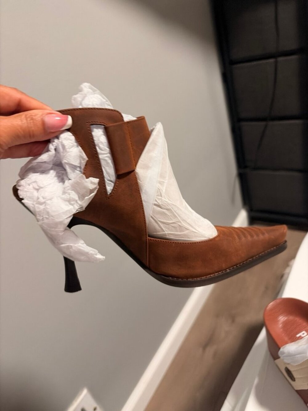 Free People Brown Pointed-Toe Cutout Heels Women’s 9